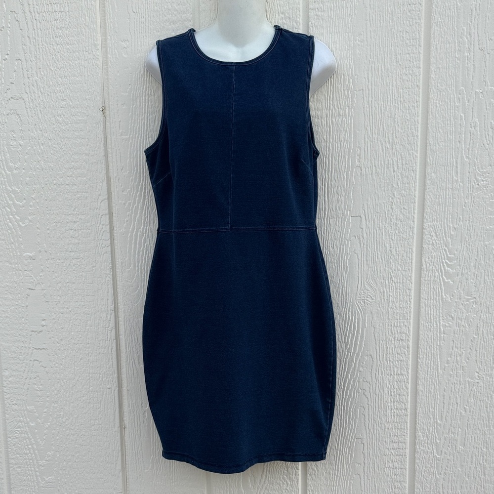 RUSH Women’s Size XL Sleeveless Jumper Dress Versatile Stretch Blue Denim Look